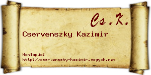 Cservenszky Kazimir névjegykártya